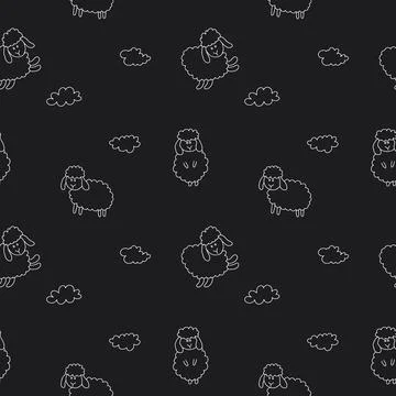 Cute Sheep Seamless Pattern, Cartoon Background vector Illustration Stock Illustration