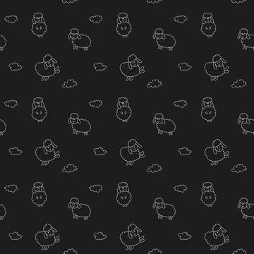 Cute Sheep Seamless Pattern, Cartoon Background vector Illustration Stock Illustration