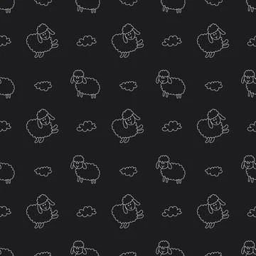 Cute Sheep Seamless Pattern, Cartoon Background vector Illustration Illustrazione stock