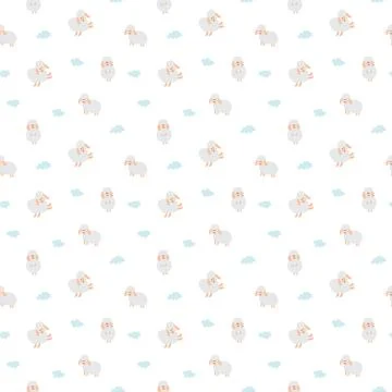 Cute Sheep Seamless Pattern, Cartoon Background vector Illustration Stock Illustration