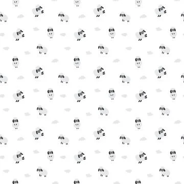 Cute Sheep Seamless Pattern, Cartoon Background vector Illustration Stock Illustration