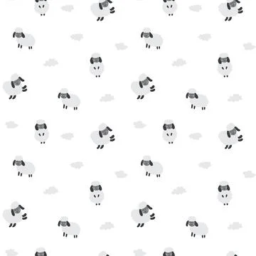 Cute Sheep Seamless Pattern, Cartoon Background vector Illustration Stock Illustration