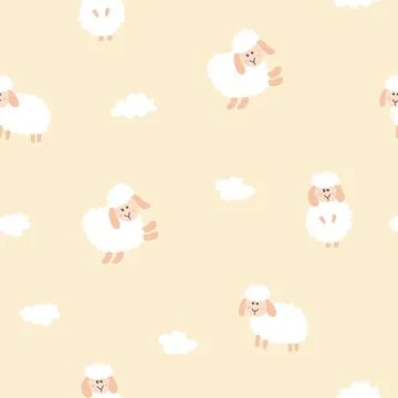 Cute Sheep Seamless Pattern, Cartoon Background vector Illustration Illustrazione stock
