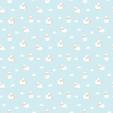 Cute Sheep Seamless Pattern, Cartoon Background vector Illustration Stock Illustration