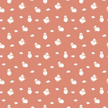 Cute Sheep Seamless Pattern, Cartoon Background vector Illustration Stock Illustration