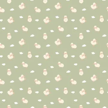 Cute Sheep Seamless Pattern, Cartoon Background vector Illustration Illustrazione stock