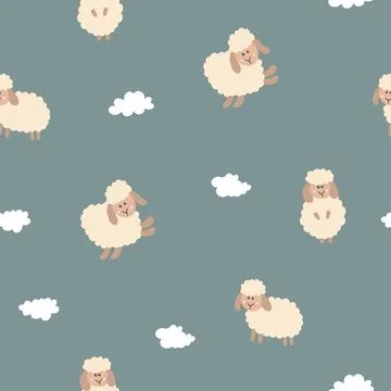 Cute Sheep Seamless Pattern, Cartoon Background vector Illustration Illustrazione stock