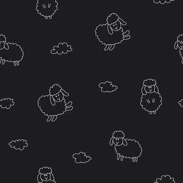 Cute Sheep Seamless Pattern, Cartoon Background vector Illustration Stock Illustration