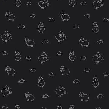 Cute Sheep Seamless Pattern, Cartoon Background vector Illustration Stock Illustration