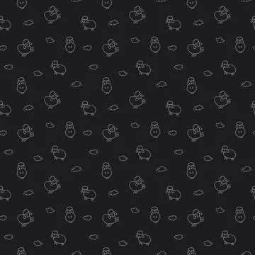 Cute Sheep Seamless Pattern, Cartoon Background vector Illustration イラスト素材