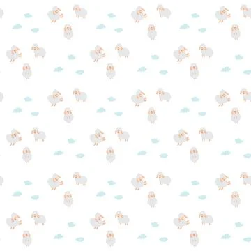 Cute Sheep Seamless Pattern, Cartoon Background vector Illustration Illustrazione stock