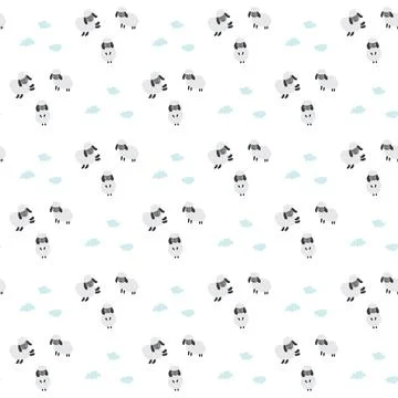Cute Sheep Seamless Pattern, Cartoon Background vector Illustration Illustrazione stock