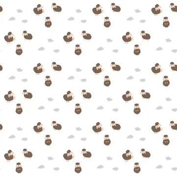 Cute Sheep Seamless Pattern, Cartoon Background vector Illustration Stock Illustration