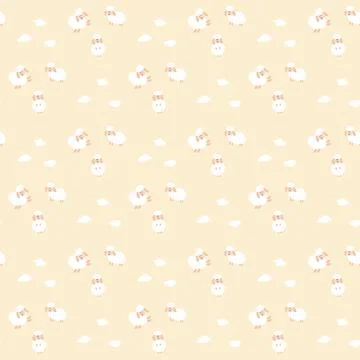 Cute Sheep Seamless Pattern, Cartoon Background vector Illustration Stock Illustration