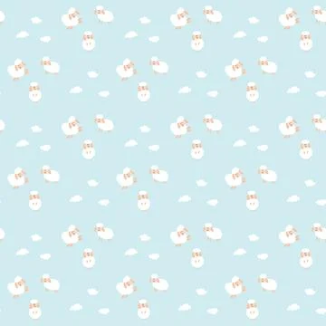 Cute Sheep Seamless Pattern, Cartoon Background vector Illustration Illustrazione stock