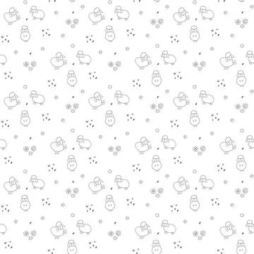 Cute Sheep Seamless Pattern, Cartoon Background vector Illustration Illustrazione stock