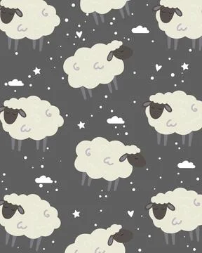Cute sheep seamless pattern design. 库存插图