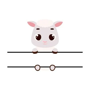 Cute sheep split monogram. Funny cartoon character for shirt, scrapbooking,.. Stock Illustration