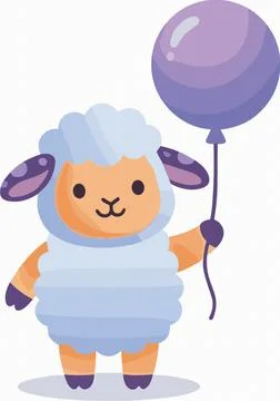 Cute Sheep Standing and Peeking Cartoon Vector Illustration Stock Illustration