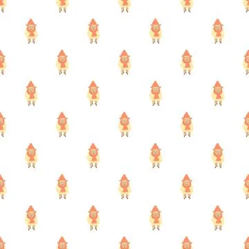 Cute sheep wearing red hat and scarf pattern Illustrazione stock
