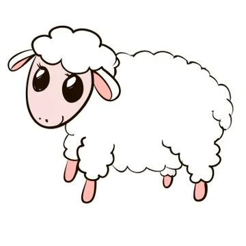 Cute sheep on white background. Illustrazione stock