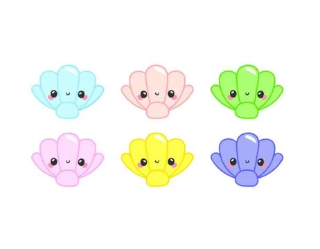 Cute shell kawaii character. Stock Illustration