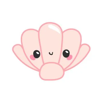 Cute shell kawaii character. Stock Illustration