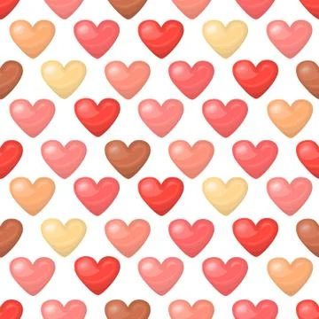 Cute shiny seamless heart pattern isolated on white background Illustrazione stock