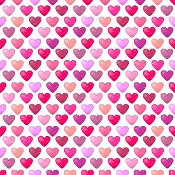 Cute shiny seamless heart pattern isolated on white background Stock Illustration