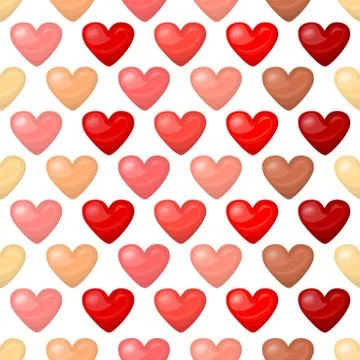 Cute shiny seamless heart pattern isolated on white background Stock Illustration