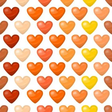 Cute shiny seamless heart pattern isolated on white background Stock Illustration
