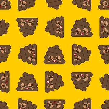 Cute shit Cartoon pattern seamless. Kawaii turd background. Children cloth te Stock Illustration
