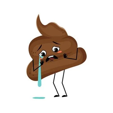 Cute shit character with crying and tears emotions Stock Illustration
