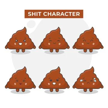Cute Shit Characters With Various Expression Stock Illustration