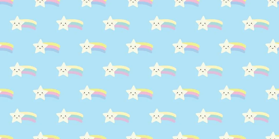 Cute shooting star repeat pattern background vector. Illustrazione stock