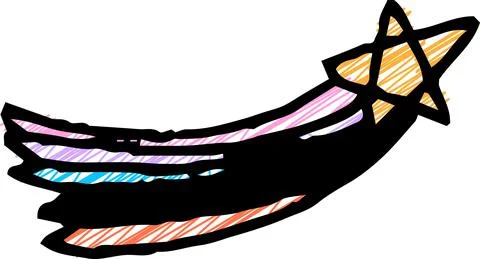 Cute shooting star scribble drawn by a child Stock Illustration