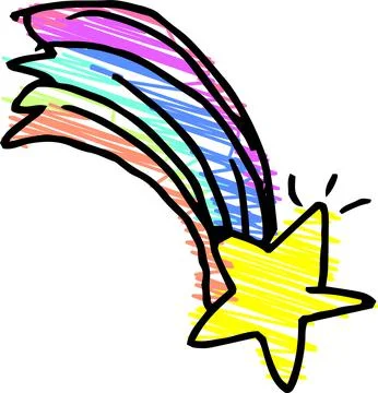 Cute shooting star scribble drawn by a child Stock Illustration