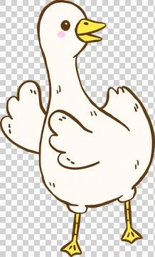 Cute Silly Goose Dancing Bump Cartoon Hand Drawn Doodle Stock Illustration