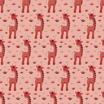 Cute simple background with giraffe seamless pattern 스톡 일러스트