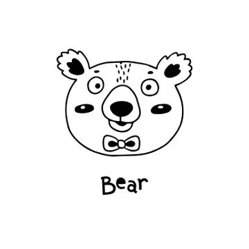 Cute, simple bear face cartoon style. Vector illustration Stock Illustration