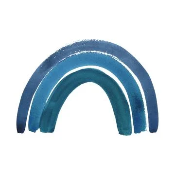 Cute simple blue rainbow for kids. watercolor illustration hand drawn in Иллюстрация