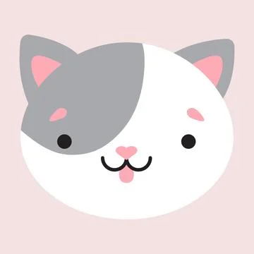 Cute simple flat illustration of a cat head. Vector illustration Illustrazione stock