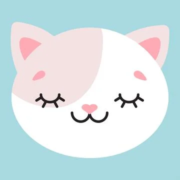Cute simple flat illustration of a cat head. Vector illustration Stock Illustration