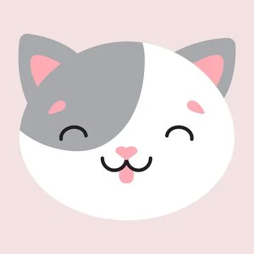 Cute simple flat illustration of a cat head. Vector illustration Illustrazione stock