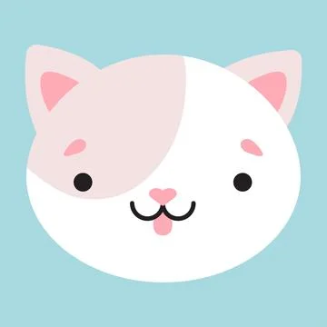 Cute simple flat illustration of a cat head. Vector illustration Stock Illustration