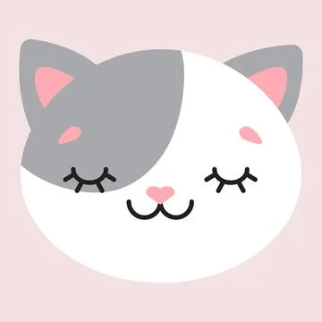 Cute simple flat illustration of a cat head. Vector illustration Stock Illustration