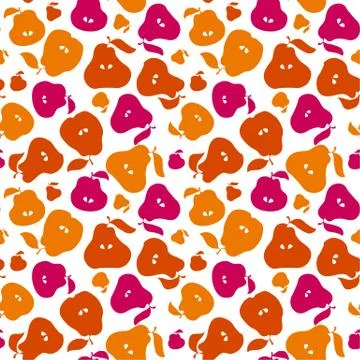 Cute simple flat peir fruit seamless pattern for fabric, kitchen supplies, wr Illustrazione stock