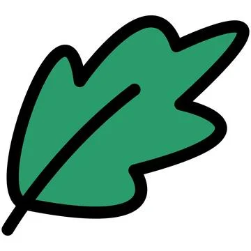 Cute simple green oak leaf flat outline nature eco element Stock Illustration