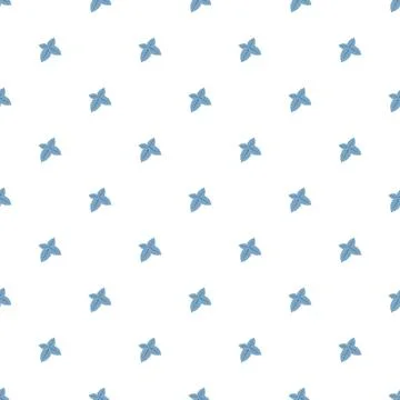 Cute simple seamless pattern with blue mint leaves Stock Illustration
