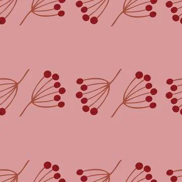 Cute simple seamless pattern with rowanberry made in vector. Pattern for text Stock Illustration